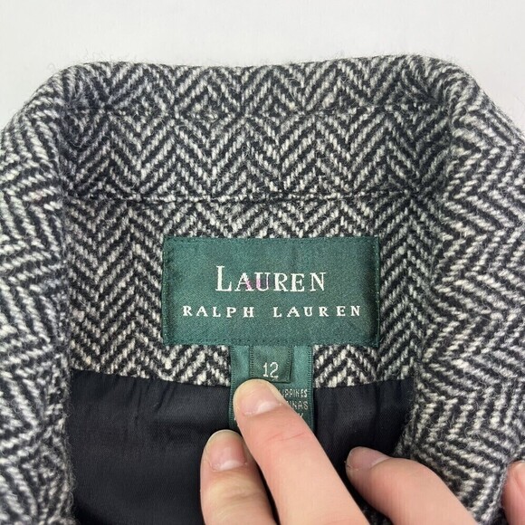Ralph Lauren Wool Herringbone blazer Zip Front Blazer Jacket Size 12 old money - Picture 6 of 16